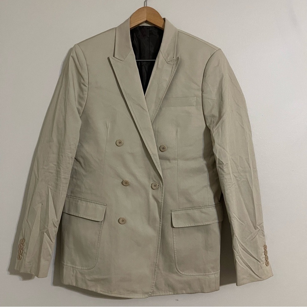 givenchy women’s beige cotton double breasted blazer Large